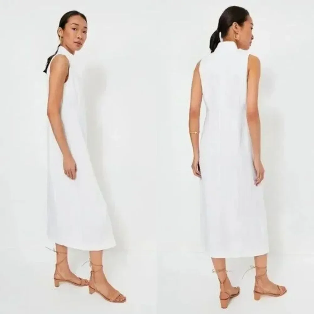 Tuckernuck White Leighton Sleeveless Linen Midi Dress Button Front NWT - Picture 3 of 15